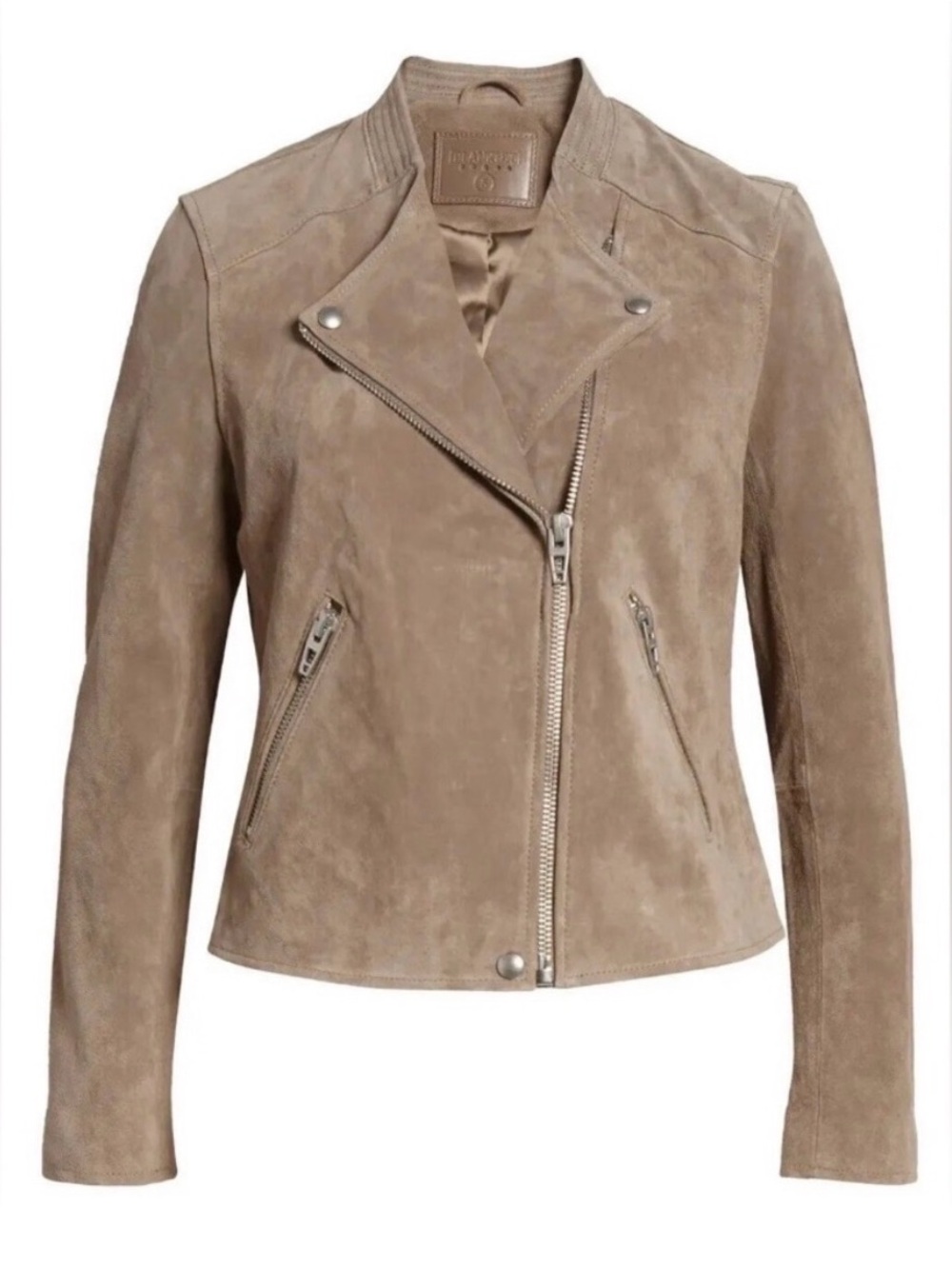 Blank NYC Suede Moto Jacket, Sand Stoner Color, Size Extra Small